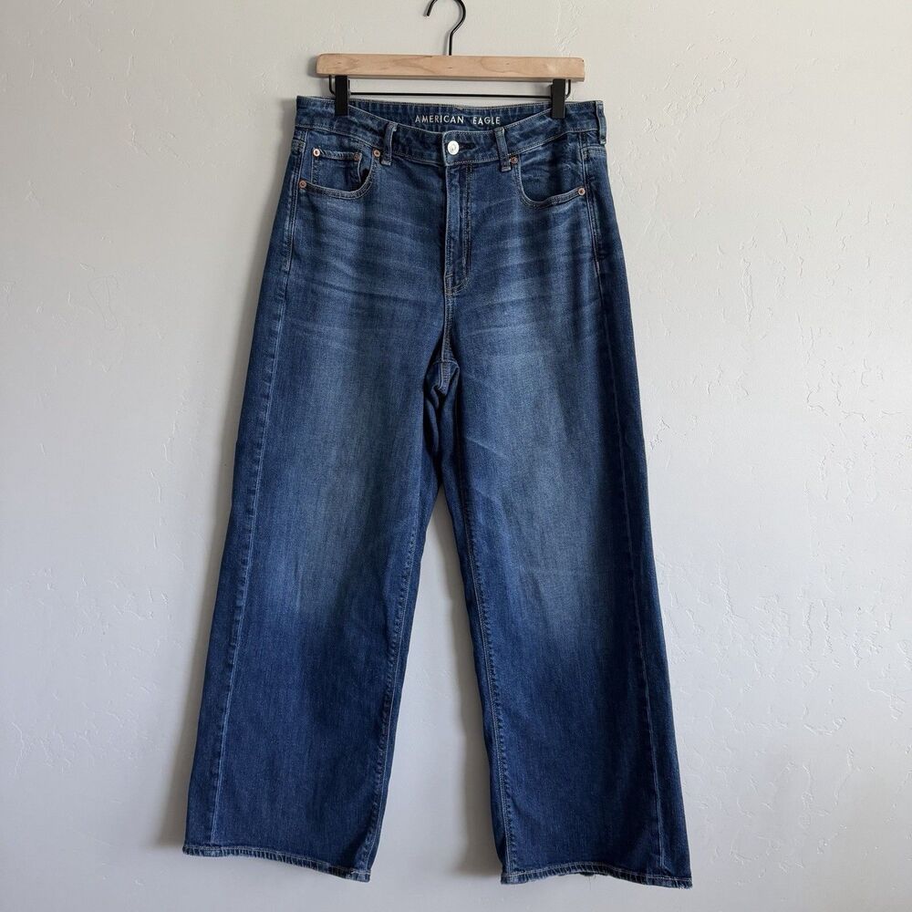 American Eagle Womens Super High-Rise Baggy Wide Leg Jeans 10 Regular Stretch